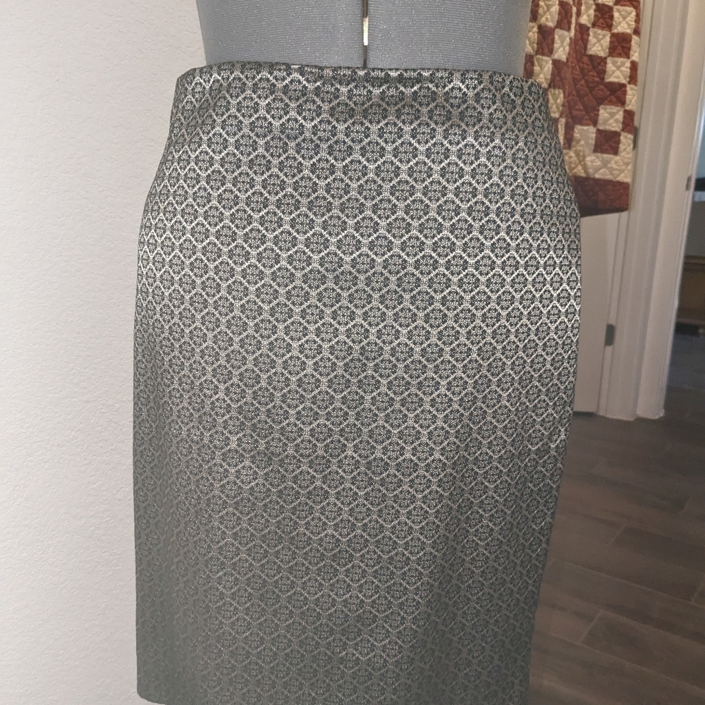 Ann Taylor Black & Gold Pencil Skirt
